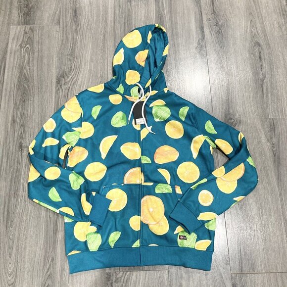 Southpole Hoodie Zip Up Sweatshirt All‎ over Print Lemons Limes Mens Large NWT - Picture 1 of 4